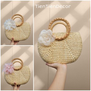 Túi cói ⚡ CỰC HOT ⚡ Túi lục bình quai mây tròn Vintage đi biển, chụp ảnh decor