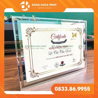 Khung kính tràn viền A4 A5 sang trọng để bàn đựng giấy khen, chứng chỉ, tranh ảnh