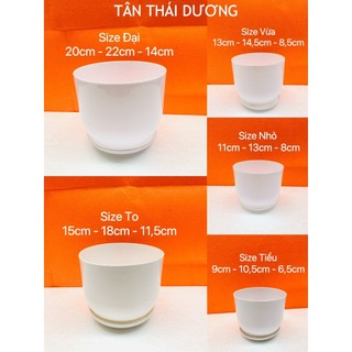 Chậu trồng cây - Chậu nhựa tròn giả sứ kèm đĩa trồng cây cảnh mini, sen đá - Chậu trồng hoa
