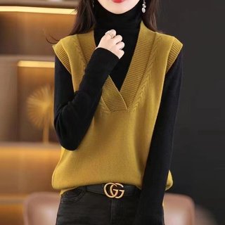 {Hàng sẵn} Áo len nữ, Áo Gile len vặn thừng đóng cúc, chất len dày mịn 03