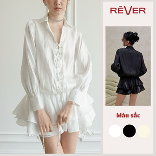RÊVER Đầm thiết kế tiểu thư dáng áo sơ mi váy bồng thắt eo Cara Dress