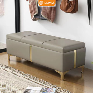 Ghế sofa da, ghế chờ băng dài, ghế hộp chứa đồ bàn trà ngồi chờ cửa hàng spa decor phòng Ilumia- IC32