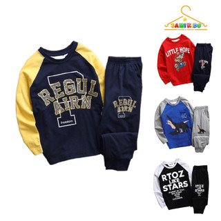 Bộ dài thun cotton bé trai nhí JAMIKIDS, bộ dài thu đông cotton xuất dư mềm mịn cho bé trai nhí 12-27kg 019