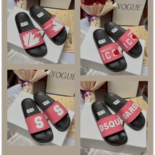 Dép Nam Nữ Unisex dsq dép icon mix lá đỏ quai đen độn đế đi êm chân