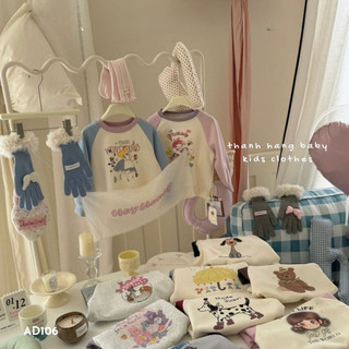 Áo Dài Tay Nỉ Cho Bé Gái Thanh Hằng Baby, Áo Thu Đông Dài Tay In Hình Cho Bé Gái Size Từ 11kg-28kg