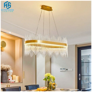 Đèn chùm thủy tinh phong cách châu âu mạ vàng sang trọng cho phòng khách đính pha lê đổi màu_hoàng anh lighting