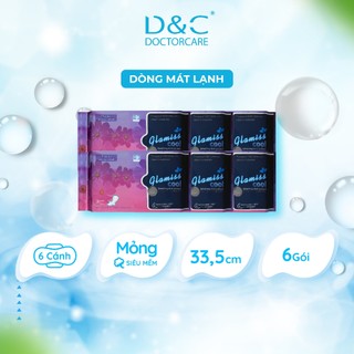 Combo 6 gói băng vệ sinh thảo dược Glamiss Cool ban đêm 33.5 cm siêu mát lạnh