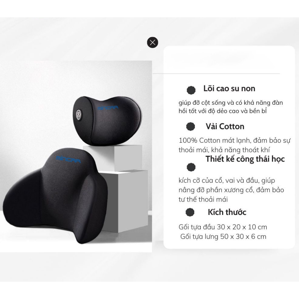 Gối tựa đầu và lưng bằng cao su non công thái học cho ghế ô tô và văn phòng | BigBuy360 - bigbuy360.vn