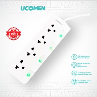 Ổ cắm điện an toàn Ucomen 04 công tắc độc lập chống giật bảo hành 18 tháng