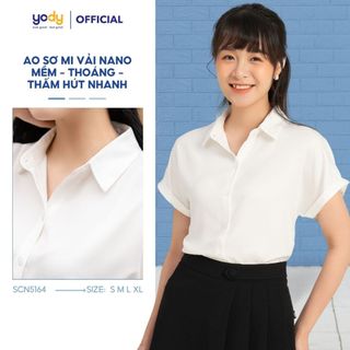 Áo sơ mi nữ YODY tay ngắn nano phối túi ngực mềm mại thoáng mát SCN5164