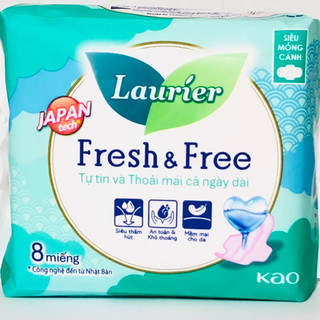 Băng vệ sinh Laurier Fresh & Free siêu mỏng cánh 22cm x 8 miếng