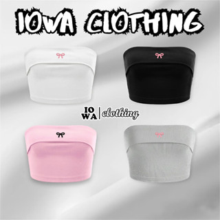 Áo Croptop ỐNG THÊU NƠ HỒNG 2 TẦNG Nữ Chất Thun Gân Kiểu Sexy, Áo Quây Ôm Body Đẹp Tôn Dáng IOWA