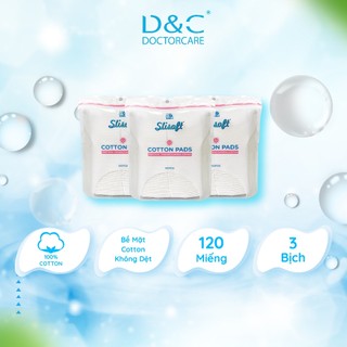 Combo bông tẩy trang Slisoft cotton không dệt, mềm mịn an toàn cho da