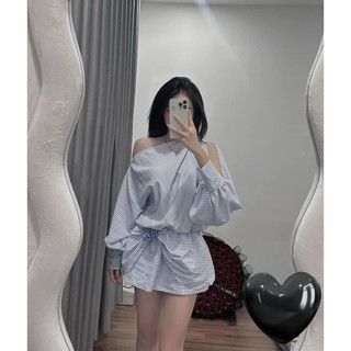 ĐẦM SƠMI LỆCH VAI KẾT HOA EO