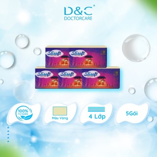 Giấy ăn Slisoft Vàng đa năng thân thiện môi trường không chất tẩy trắng an toàn cho cả gia đình Combo 5 gói
