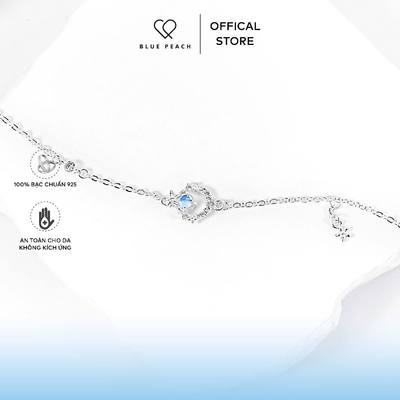 Lắc Chân Bạc 925 Blue Peach LC Vòng Tròn Hoa 5 Cánh - Moonstone LC287