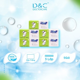 Giấy ăn Slisoft Trắng tự nhiên 300 tờ, đa năng thân thiện môi trường an toàn cho cả gia đình Combo tiết kiệm