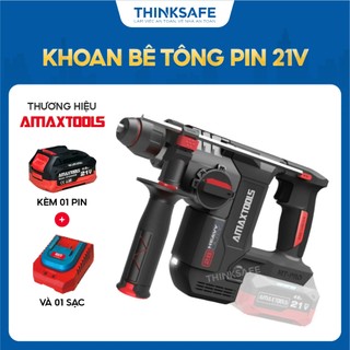 Máy khoan bê tông pin 21v amaxtools a3cn285m heavy duty 28mm lực đập 2.9j không chổi than nhịp búa 5000v/p anti kickback