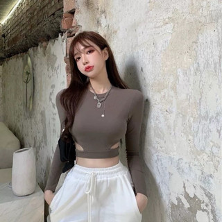 Áo croptop khoéc eo Ulzzang
