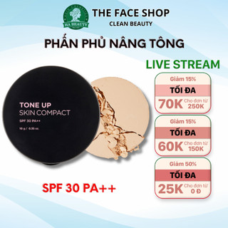 Phấn phủ che khuyết điểm nâng tông The Face Shop Tone Up Skin Compact 10g chống nắng SPF30 PA++