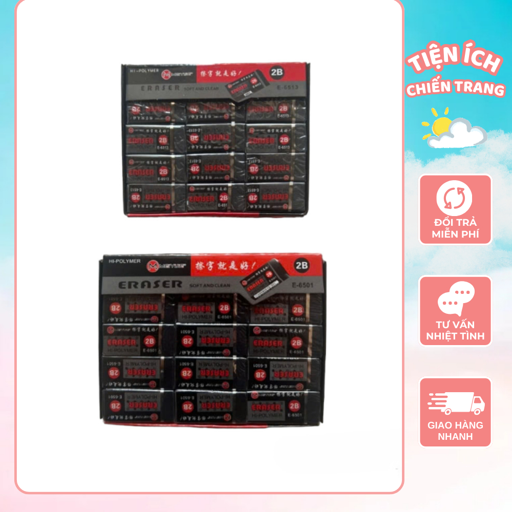 Hộp 30 tẩy đen mềm chất lượng cao tẩy siêu sạch, gom vụ tẩy, không làm nhăn, rách giấy