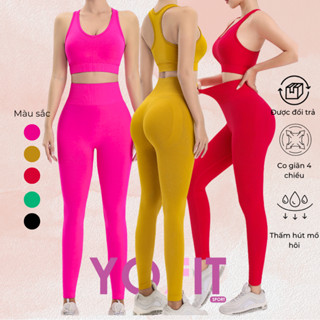  Set quần áo tập Naqi chất dệt Polyamid có chun mông - mút đệm liền - Y77 