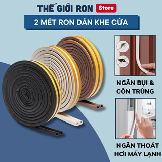 Cuộn 2 Mét Ron Chặn Cửa, Chặn Khe Cửa, Miếng Chặn Cửa Chữ D Dày 6mm Dán Khung Cửa Tự Dính Cách Âm, Ngăn Bụi, Giảm Chấn