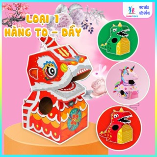 [LOẠI 1 DẦY HƠN] Đồ chơi hoá trang trung thu kì lân khủng long, tự lắp ghép bằng bìa cho bé đầu lân cho bé