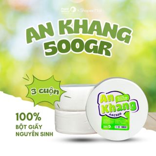 [Combo 3 cuộn] Giấy vệ sinh cuộn lớn An Khang cao cấp 500g 2 lớp mềm mịn, tan nhanh trong nước
