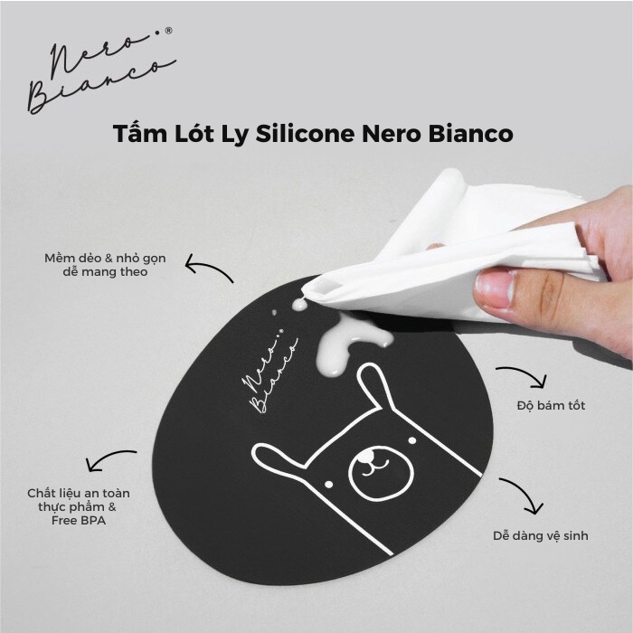 Miếng Lót Ly Tròn Silicone Cách Nhiệt MOOIMOM x Nero Bianco Thấm Nước Chống Trượt, Để Được Đồ Nóng Và Lạnh