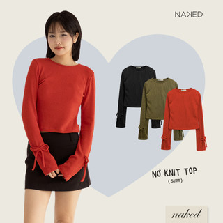 Áo len croptop đính nơ ống tay naked by v - nơ knit top