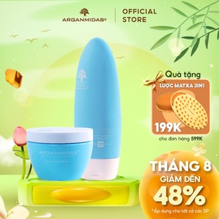 Combo Dầu gội Keratin Arganmidas + Kem ủ Kerartin phục hồi tóc hư tổn Arganmidas