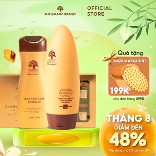 Combo Dầu gội và serum ngừa rụng tóc và hỗ trợ dày tóc + Dầu xả siêu dưỡng ẩm Arganmidas