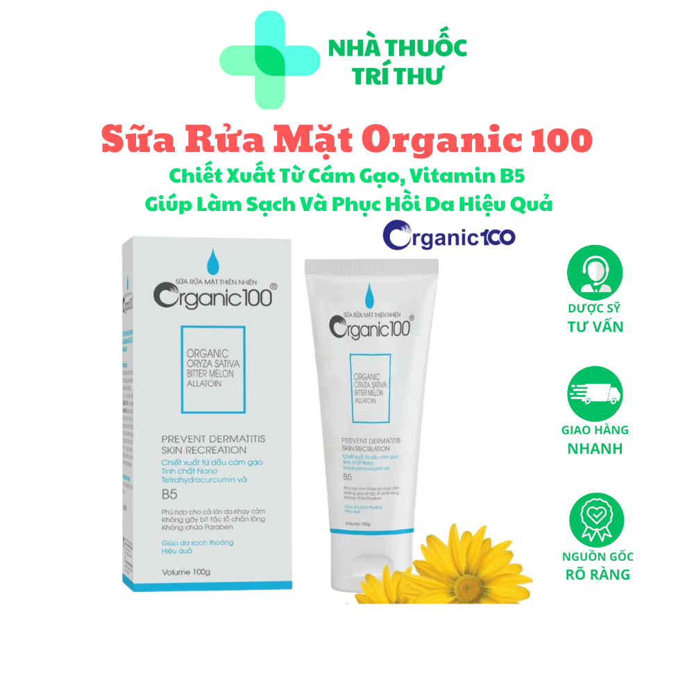 Sữa Rửa Mặt thiên nhiên ORGANIC 100 chiết xuất từ cám gạo, vitamin B5 làm sạch và giúp da khỏe mạnh