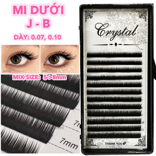 Mi dưới mix b j 0.07 - 0.10, độ dài mi 6 đến 7 dùng để nối mi dưới _ dụng cụ nối mi _ phụ liệu nối mi mi tâm