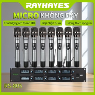 Hệ thống Micro không dây RAYHAYES 8 kênh Khoảng cách thu 200M UHF có thể điều chỉnh Tất cả bằng kim loại
