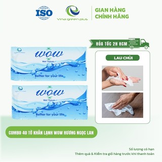 Combo 40 Khăn lạnh Wow hương hoa ngọc lan, làm sạch, khử mùi, vải không dệt cao cấp