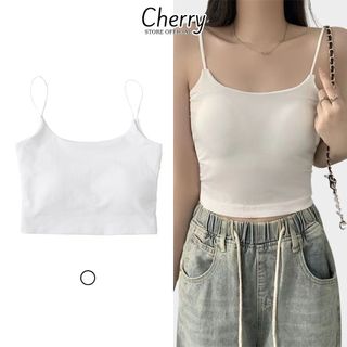 Áo hai dây nữ dáng croptop CHERRY chất thun tăm co giãn, ôm body cực nữ tính và thời trang T124