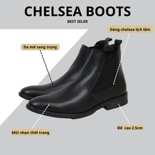 Giày Chelsea Boot nam Starlord SL1071 màu đen da cao cấp, Chelsea classic