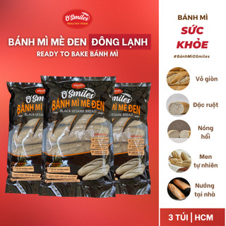 Combo 3 Bánh Mì Mè Đen Đông Lạnh O'Smiles 350g/túi/5 ổ