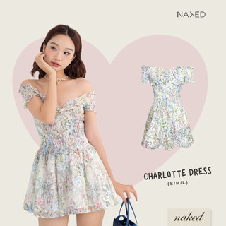 Váy trễ vai hoa dáng ngắn bo chun eo Naked by V - Charlotte Dress