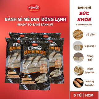 [5 TÚI] Bánh Mì Mè Đen Đông Lạnh O'Smiles 350g/túi/5 ổ