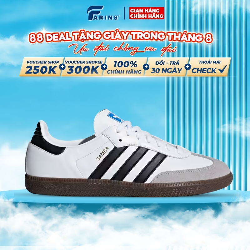 Giày Adidas Samba OG White Black Gum Chính Hãng Cho Nam Nữ Bao Check Test