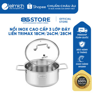 Nồi INOX 304 cao cấp 3 lớp đáy liền Trimax 18cm- 24cm -28cm chính hãng Elmich
