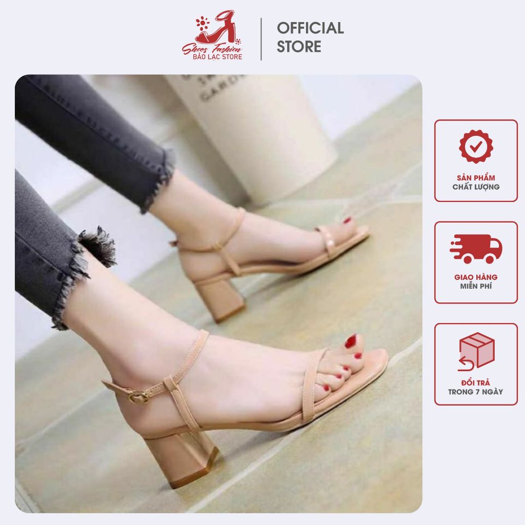 Giày sandal nữ cao gót quai dây mảnh 5phân gót vuông, Sandal cao gót vuông 5 phân quai mảnh đơn giản