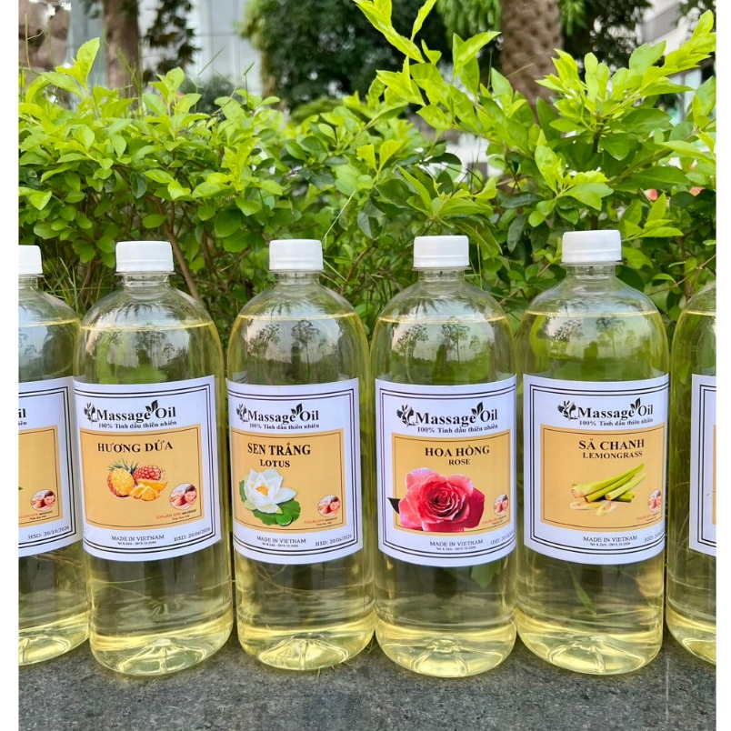 Dầu Dừa massage body 1 lít - 500ml , Không mùi, hương gừng, hoa hồng, nhài, lavender.....
