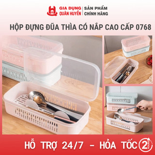 Hộp đựng đũa thìa có nắp cao cấp 0768