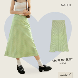 Chân váy dài kẻ caro xẻ sau Naked by V - Midi Plaid Skirt