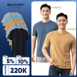 Áo Phông Nam Biluxury 8APKB401 -  8APKB402 Áo Thun Nam Cổ Tròn Thun Trơn Nam Co Giãn 4 Chiều