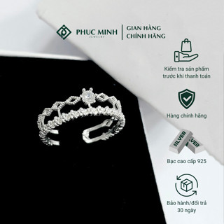 Nhẫn bạc nữ 925 PMJ nhẫn vương miện đính đá cá tính chỉnh được size PMJ0269 Phúc Minh Jewelry